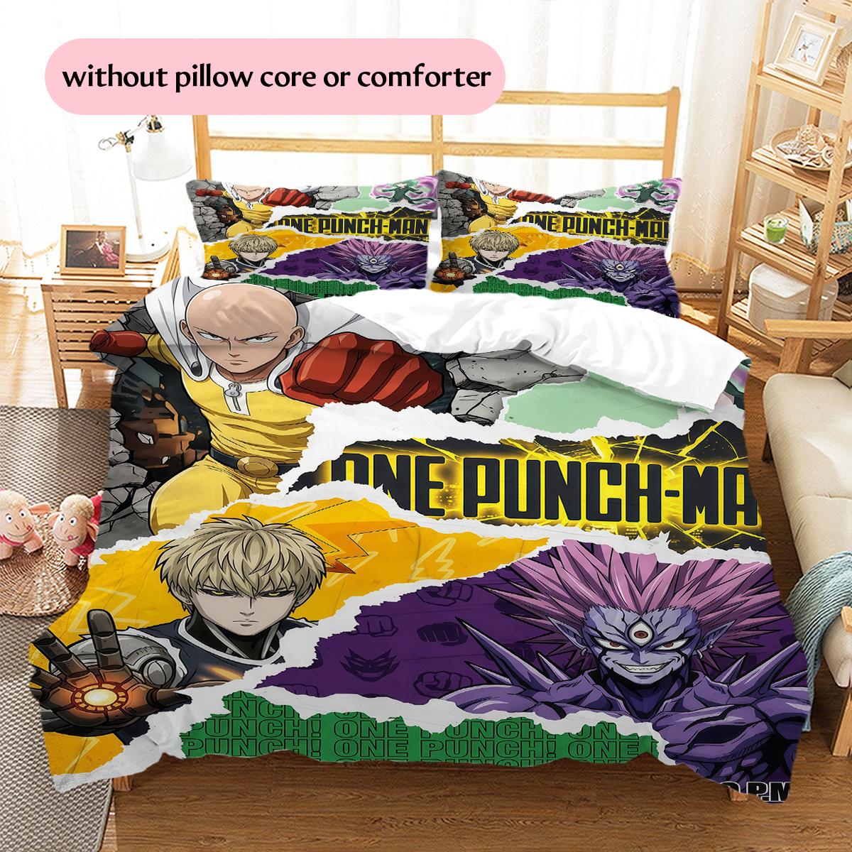 

Spliced One Punch Man Pattern Bedding Quilt Set Home Decoration Gift (1 * duvet cover + 2 * pillowcase without core) 135x200cm