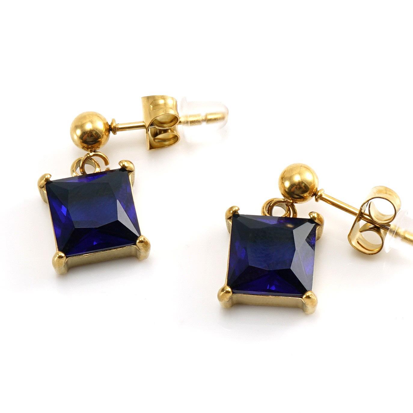 

Квадратные серьги из титановой стали с бриллиантами, гвоздики, женские серьги из нержавеющей стали с цирконами в нишевом дизайне 18K