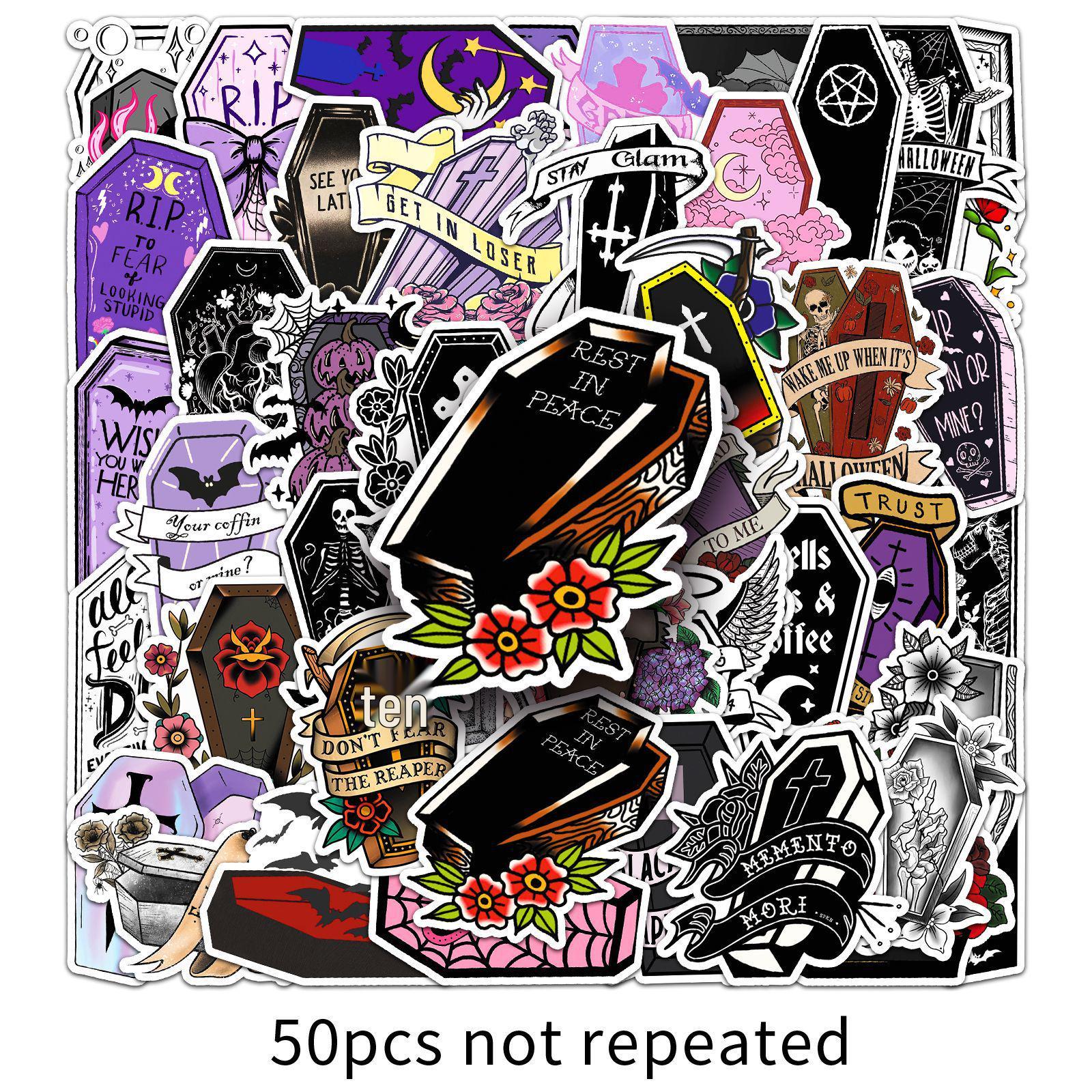50 Dark Gothic Halloween Vampire Coffin Water Bottle & Notebook Planner Stickers