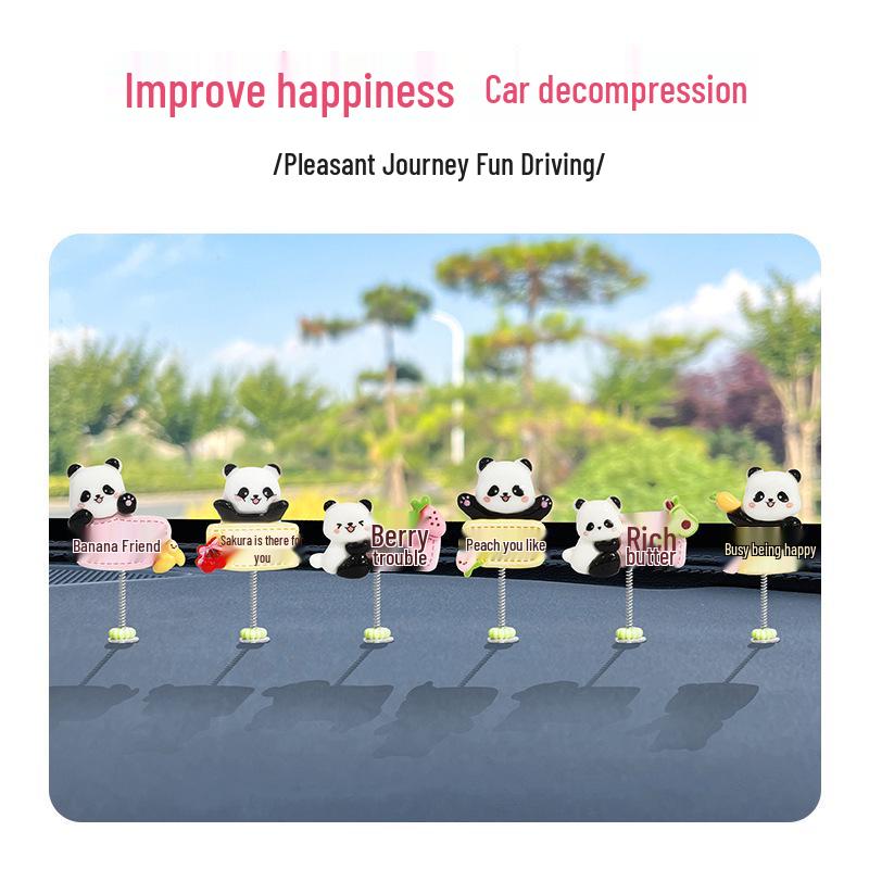 Adorable Fruit Panda Shaking Car Ornament - Electric Car Interior Console Decoration