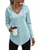 V-neck Loose Hooded Waffle Knit Plus Size Sweatshirt