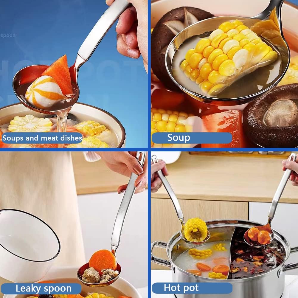 Naběračka Kovová SUS304 Nerezové naběračky Lžíce a štěrbinový cedník Sada lžic Malá naběračka s otvory Sítko Naběračky