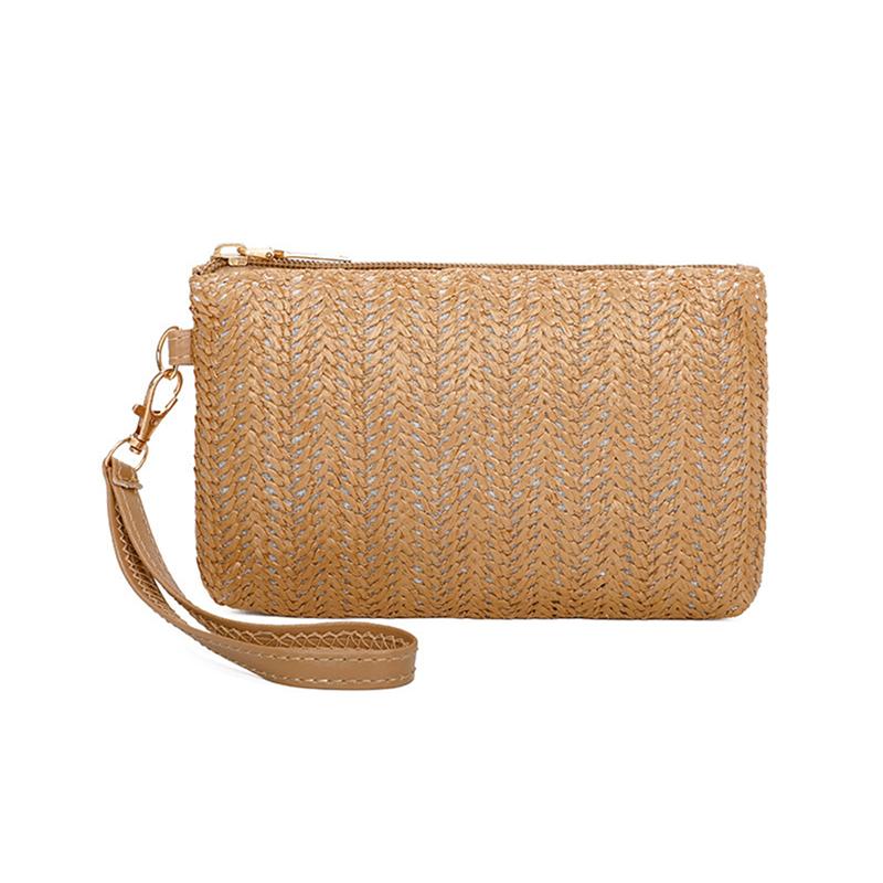 Medium Length Straw Woven Handbag Woven Mobile Phone Zero Wallet