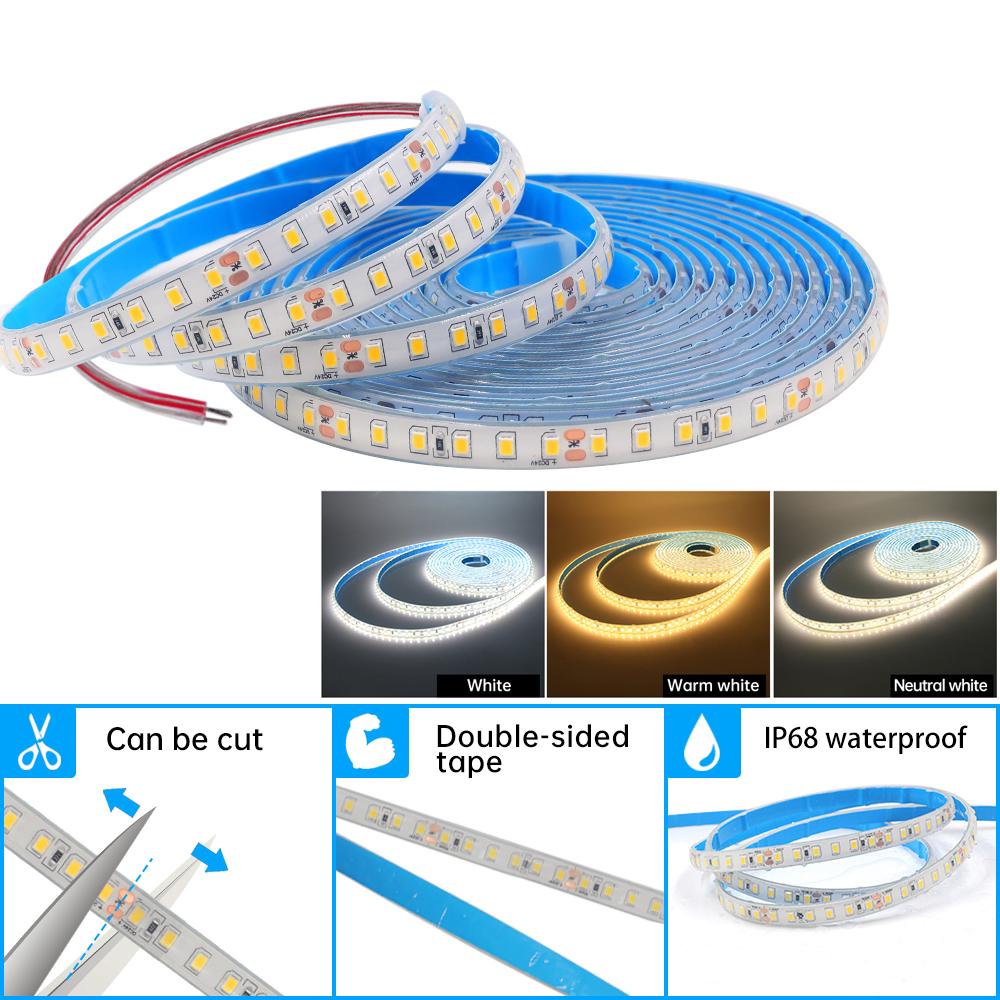 5M 10M 15M 20M 24V LED Strip Lights 2835 120LEDs/m IP20 Home Lamp Strip Warm/Natural/White IP68 Flexible Tape for Outdoor Garden