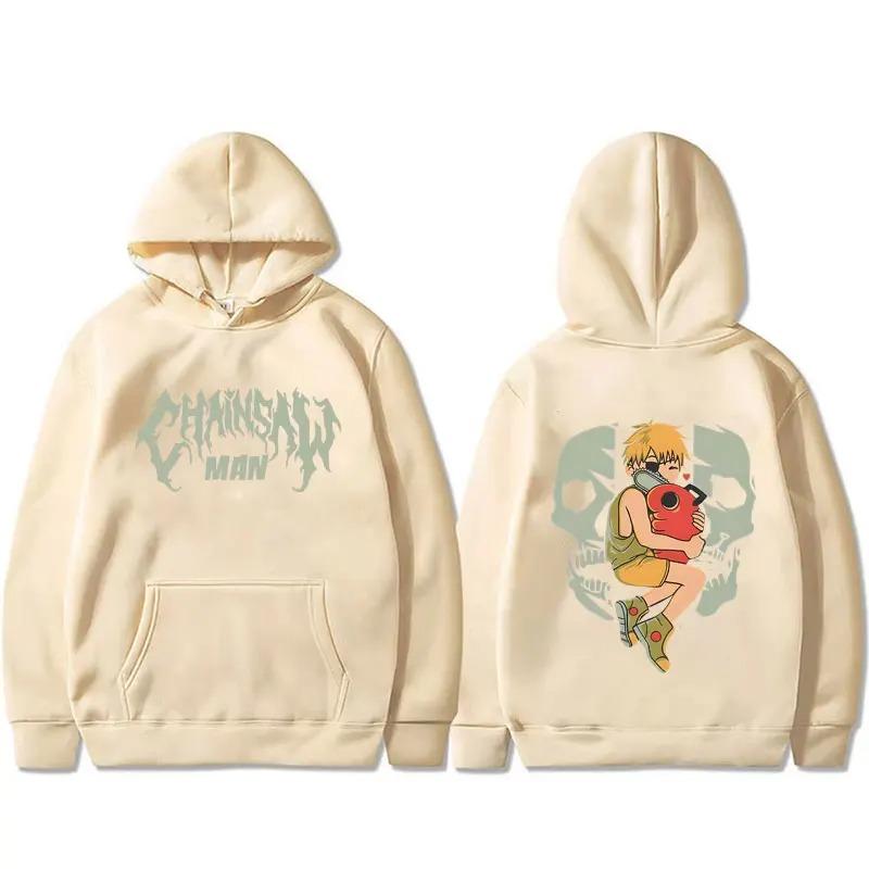 Anime Chainsaw Man Hoodie Funny Cartoon Denji Pochita Graphic Hooded Sweatshirt Men's Women's Manga Cosplay Oversized Streetwear