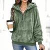 Women's Flannel Half-Zip Hooded Sweatshirt for Fall and Winter Casual Wear