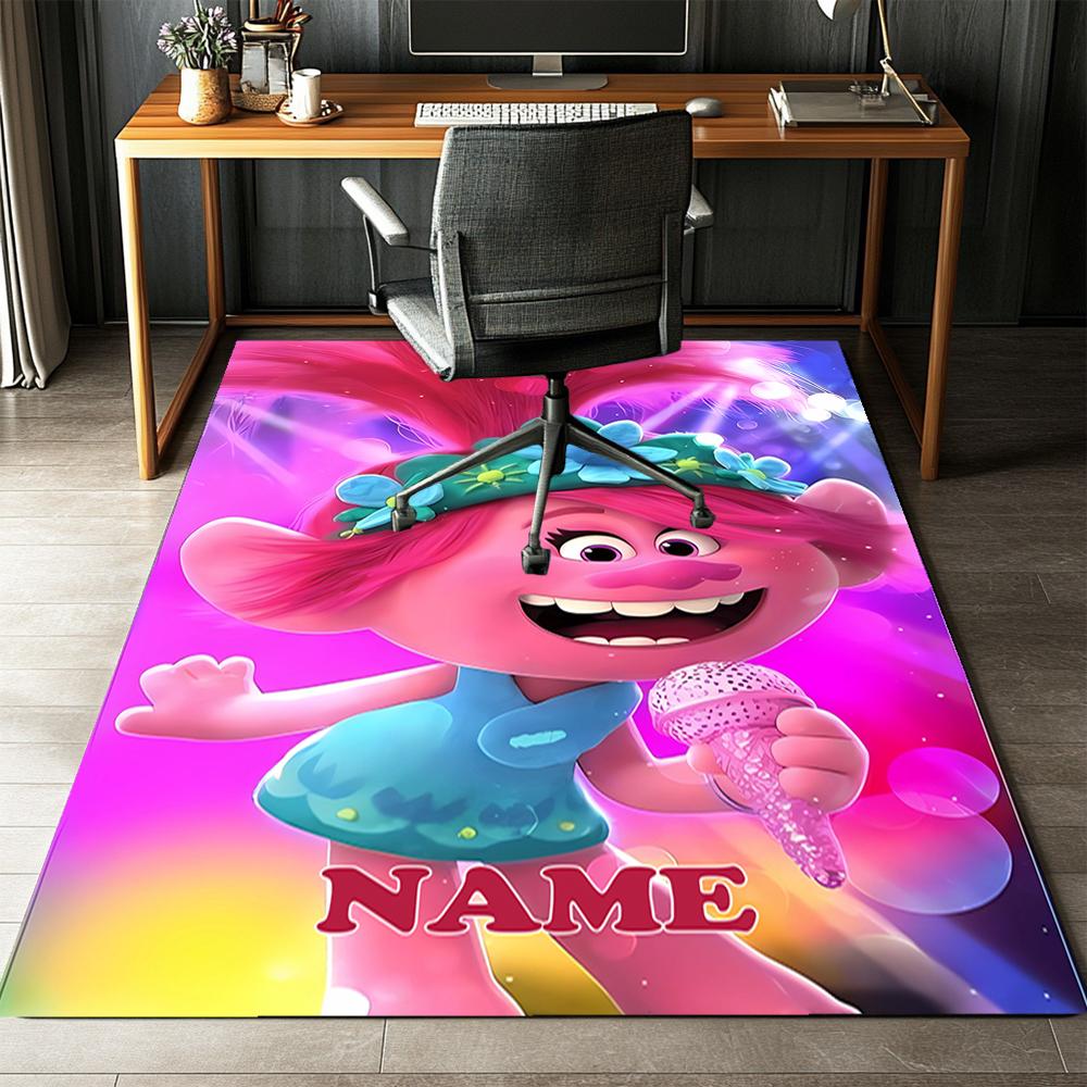 Custom Name Trolls Printed Carpet,Rug for Office Chair Living Room Bedroom Kitchen Room Decor Gifts.