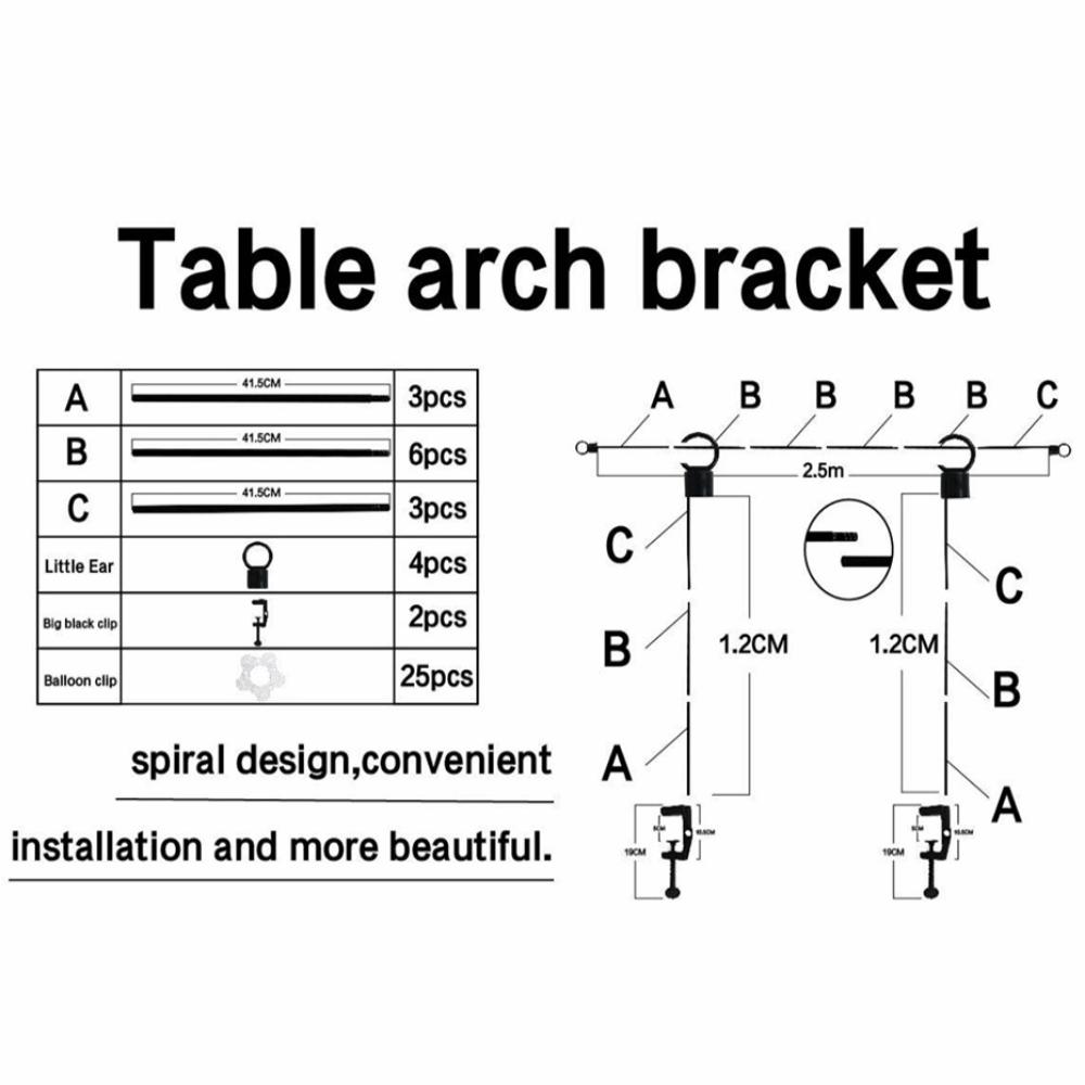 

Black Desktop Arch Frame Easy Install Clamp Over The Table Rod Stand Adjustable Length Balloon Clips Balloon Arch Stand 1 Set
