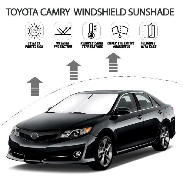 Windshield Sun Shade for 2012 2013 2014 2015 2016 2017 Camry Accessories, Front