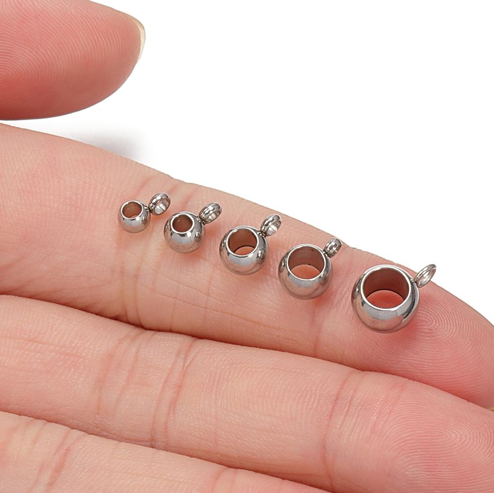 10pcs Stainless Steel Spacer Beads Pendant Charms Clasps Gold Color Bail Beads for DIY Jewelry Making Findings Hole 2-4mm Beads