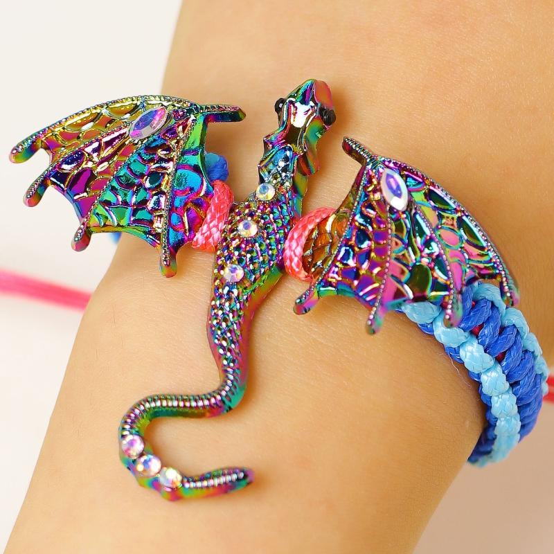 Vintage Hand Woven Dragon Hand Rope Enamel Diamond Inlaid Flying Dragon Jewelry Waterproof for Travel Wear