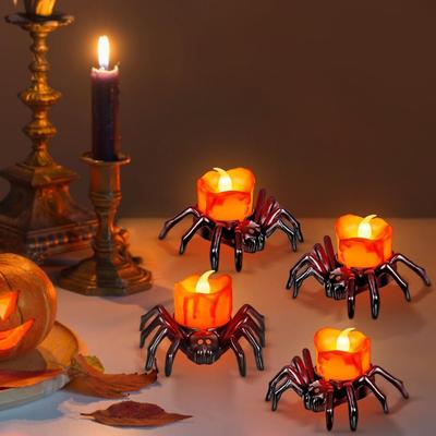 Halloween Dekorationen LED Kerzenlicht Plastik Spinne Kürbislaterne für Zuhause Bar Spukhaus Halloween Party Deko Horror Requisiten