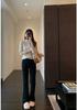 High-Waist Velvet Plus-Size Slimming Micro Flare Pants for Women - Tight Fit, Sharkskin, Autumn/Winter Wear