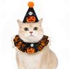 Pet Halloween Lace Bib Collar Adjustable Pumpkin Scarf Cotton Neckwear for Cats Small Dogs Costume Party