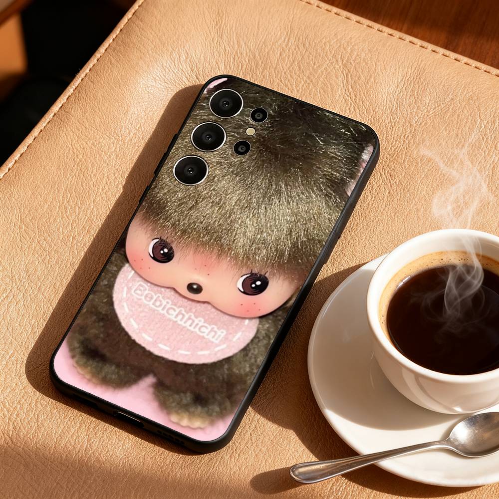 M-Monchhichi Phone Case For Samsung S25,24,23,22,30,21,10,9,Ultra,Plus,Lite,FE Black Soft Case