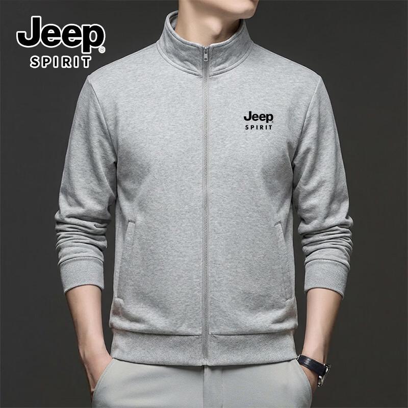 JEEP SPIRIT Men s Stand-Up Collar Windproof Sweatshirt Jacket 2XL