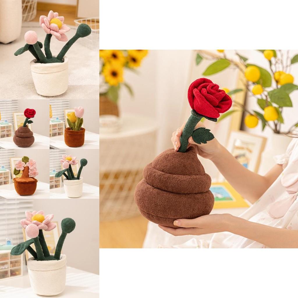 Roses Tulips Peach Blossoms Lotus Flowers Plush Toy Stuffed Doll For Home Decor And Gift