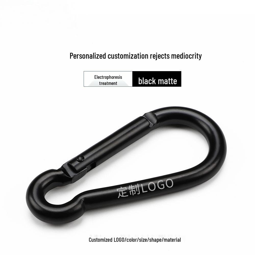 Black Gourd-Shaped Carabiner Keychain with Metal Hook for Outdoor Water Bottles and Backpacks