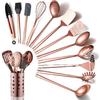Copper Kitchen Utensils Set,13 Pieces Stainless Steel Cooking Utensils Set With Titanium Rose Gold Plating,Kitchen Tools Set With Utensil Holder For