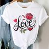 (Asian Size) Watercolor Flower Style Cute Printed Female Clothing Women Tee Lady  T Shirt  Casual Fashion Top Graphic Short Sleeve T-shirts