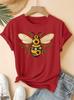 Bee Sunflower Print  Spring Summer Newest Women's Round Neck Imitation Style Bee Sunflower Print Short Sleeved Harajuku T-Shirt