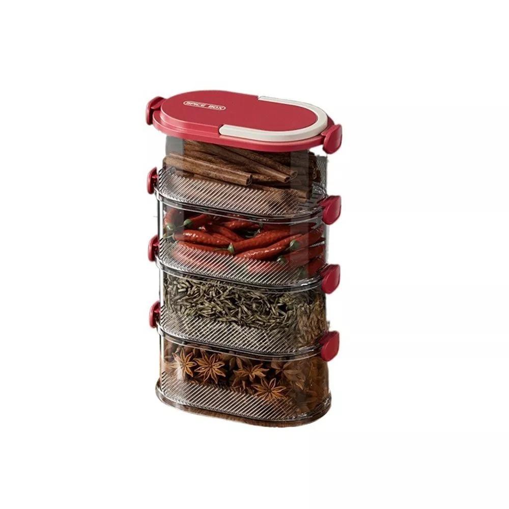 New Stackable Seasoning Box Set Space-saving Design Portable Storage Box Kitchen Dual Layer Sealed Box