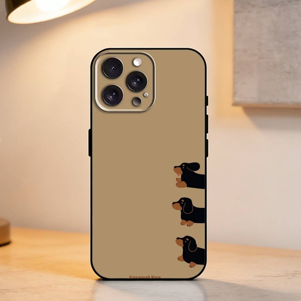 C-Cute Dachshund Phone Case For iPhone 17,16,15,14,13,12,11 Plus,Pro Max,XS,Soft Silicone Black Cover