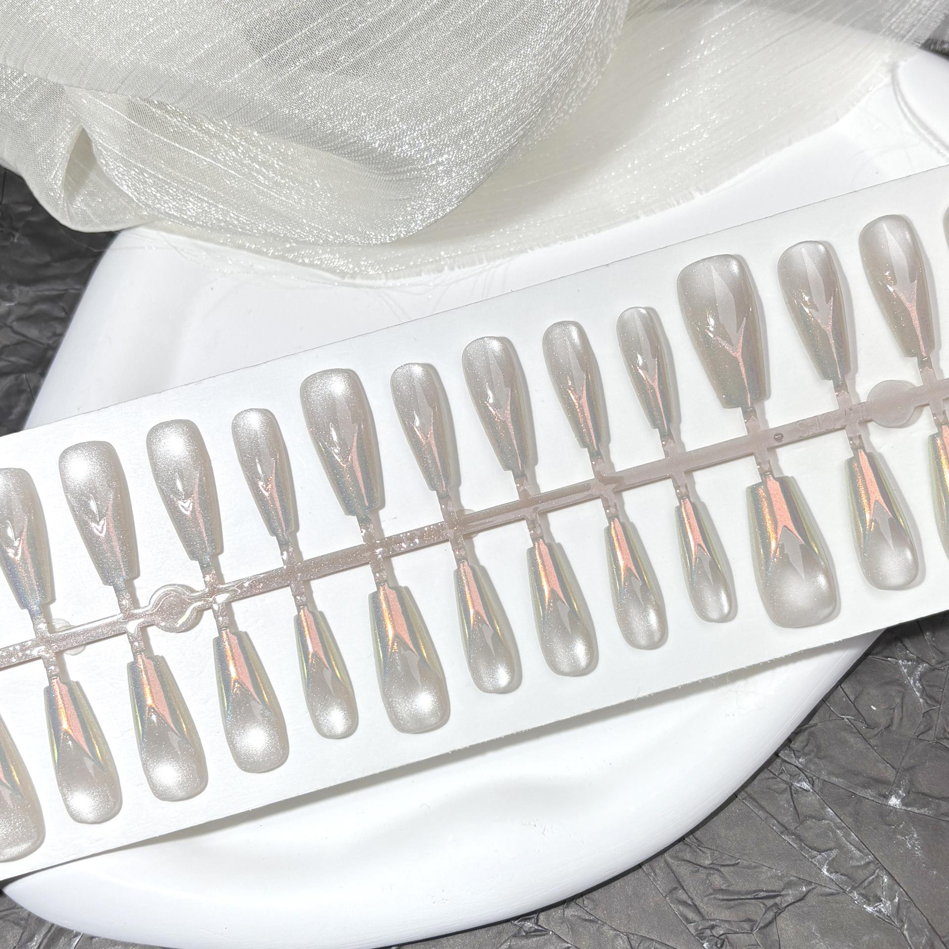 

Патчи для ногтей с лунным шампанским и блестками - Роскошные градиентные носибельные ногти