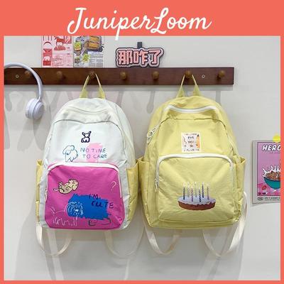 Mochila Estudantil Fofa de Cachorro Gato Carta Desenho Animado Grafite para Escola e Viagem