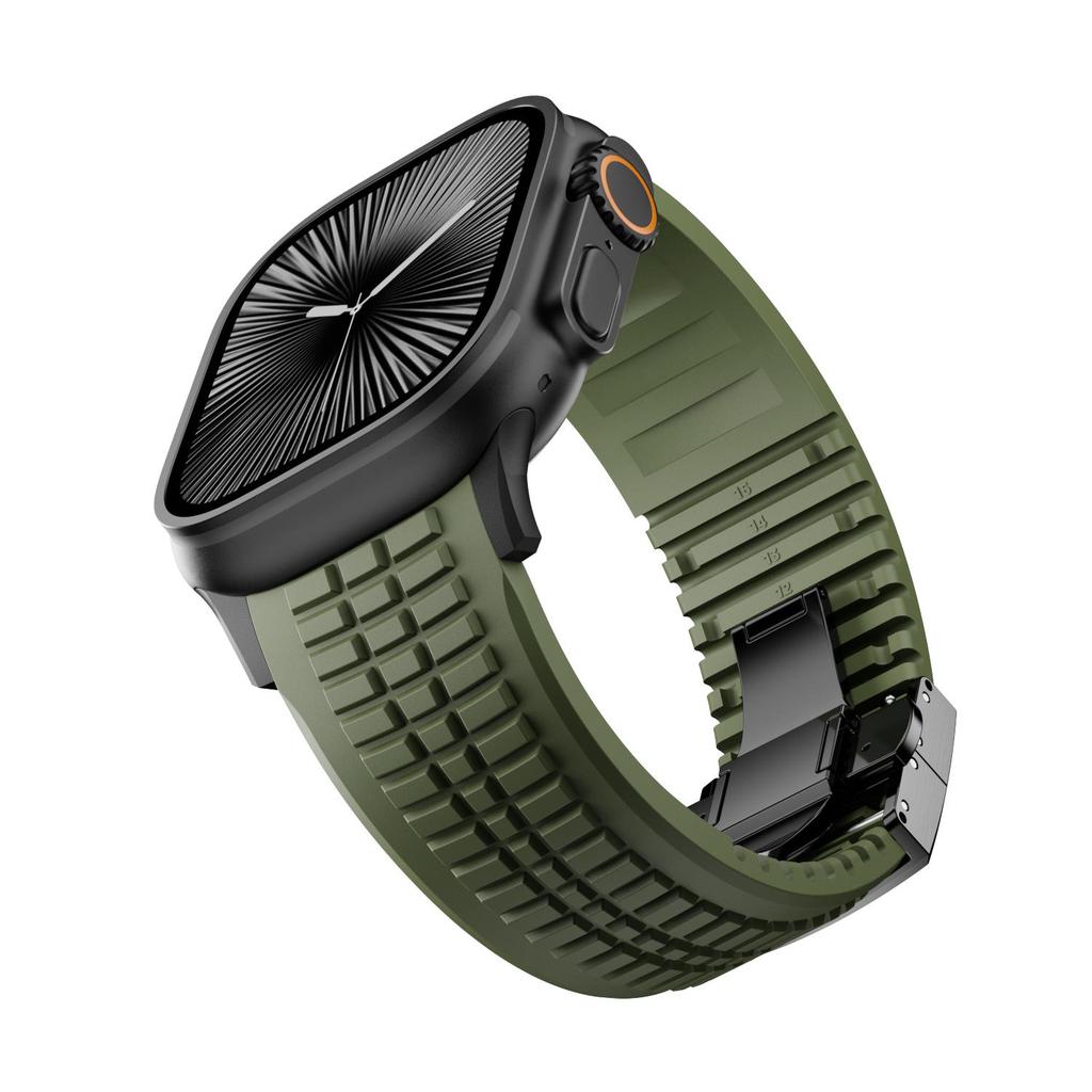 Silicone TPU Strap for Apple Watch Band Ultra 3 49mm 46mm 45mm 44mm Titanium Color Bracelet for IWatch Series 11 10 9 8 SE 7 6 5