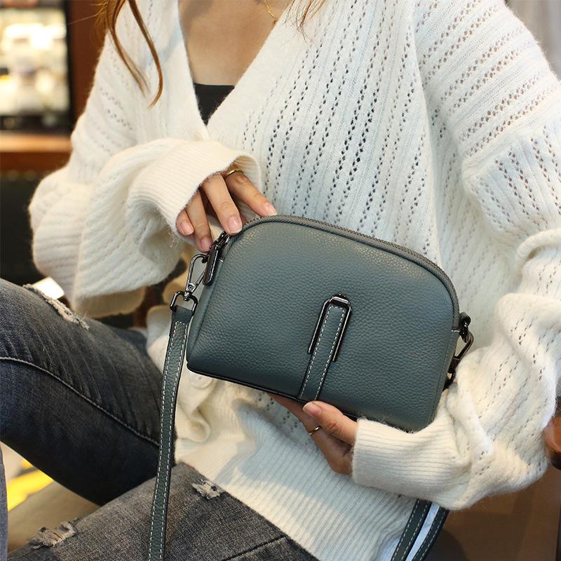 Top layer cowhide small bag women's new mobile phone bag fashion trend crossbody bag women's casual versatile shoulder bag