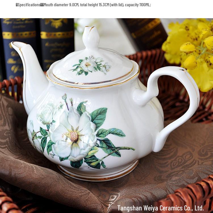 English Bone China Coffee Set: Creative Gift with Coffee Pot, Milk Jug, and Sugar Bowl 1.1L