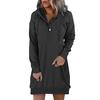 Women Autumn Hoodie Loose Solid Color Hooded Drawstring Long Sleeves Warm Sweatshirt Buttons Pure Color Spring Hoodie for Daily Wear