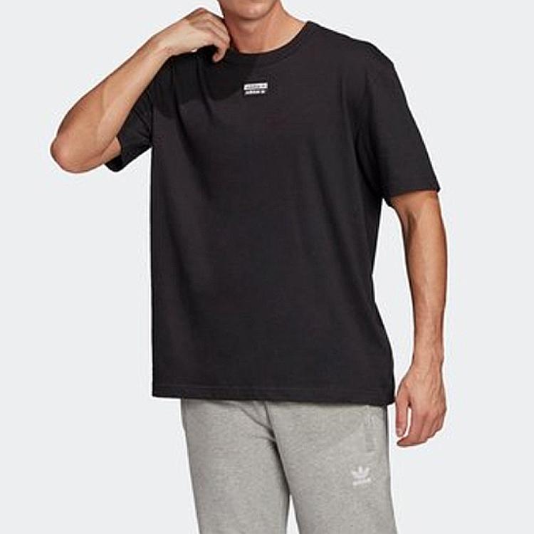 Adidas Originals Trefoil Print Sports Short Sleeve T-Shirt Men Tops Black FM2287