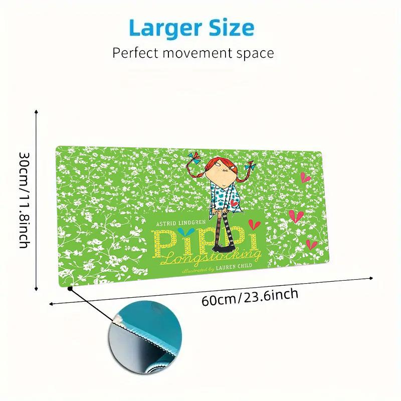 Pippi Longstocking Large Size Mouse Pad Large Gaming Table Cushion Non-slip Laptop Tablet Big Mousepad XXL Mat Mini PC Playmat With Lock Edge