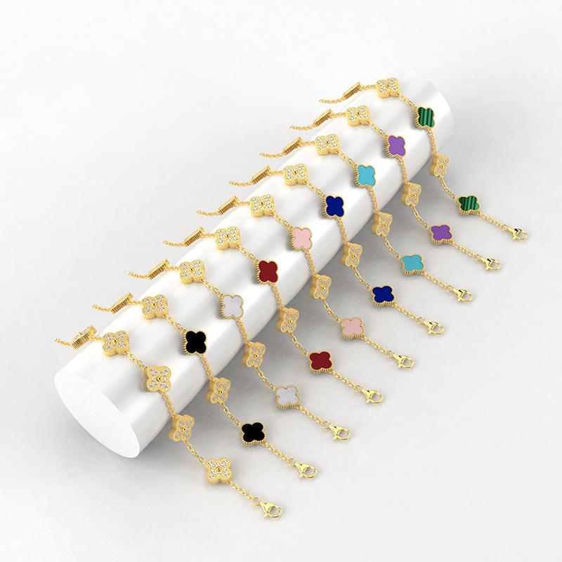 13MM Titanium Steel Four-leaf Clover Bracelet Small Fresh Fashion Petals 18K Does Not Lose Color Ladies Bracelet