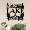Vintage Welcome To The Lake Metal Sign Wall Art Decor Rustic Cabin Gift