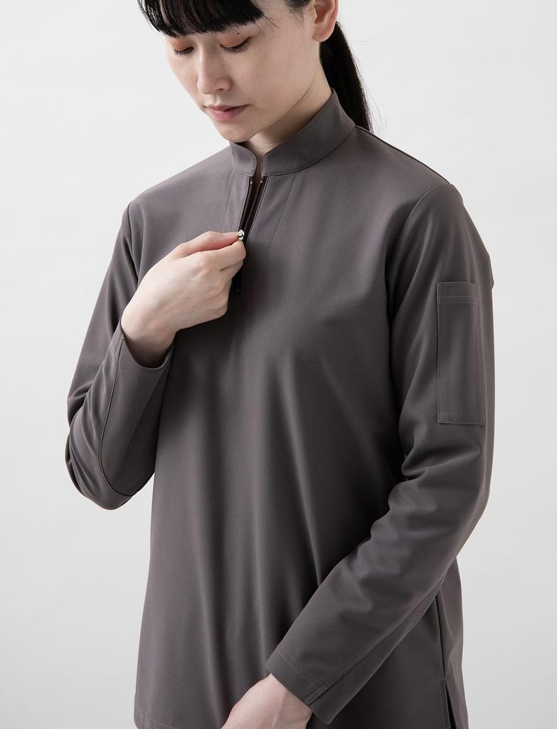 Seven Uniform CU1967-4 Moss Green LL Zip-Up Stand Collar Long Sleeve T-Shirt