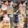 700ml Square Plastic Water Bottles Creative Summer Straw Bottle Outdoor Sport Shaker Travel Tea Juice Milk Portable Drink Bottle