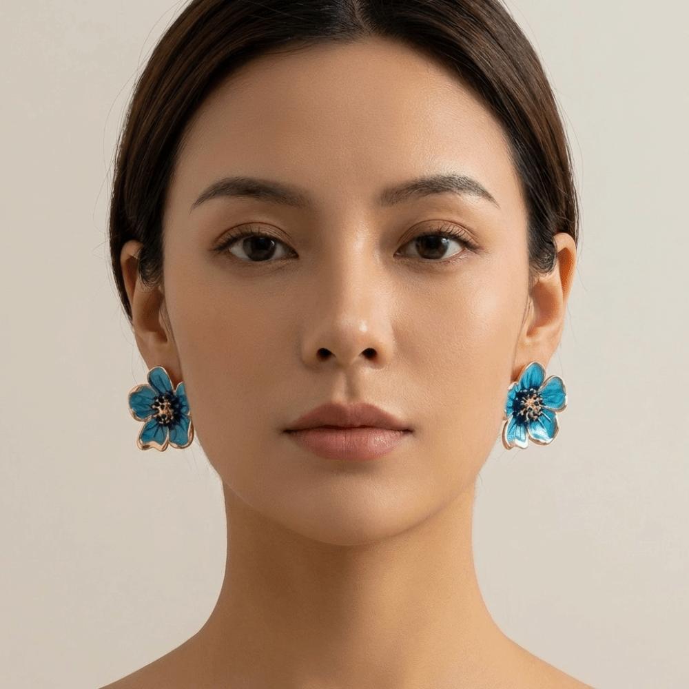 Enamel Floral Stud Earrings Colorful Drop Earrings Sweet Flower Earrings  Women