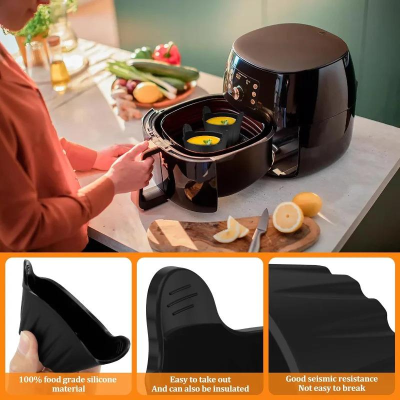 1Pcs Air Fryer Silicone Egg Poacher Cups Silicone Egg Cooker Mold Baking Custard Tart Pie Desserts Egg Poaching Maker