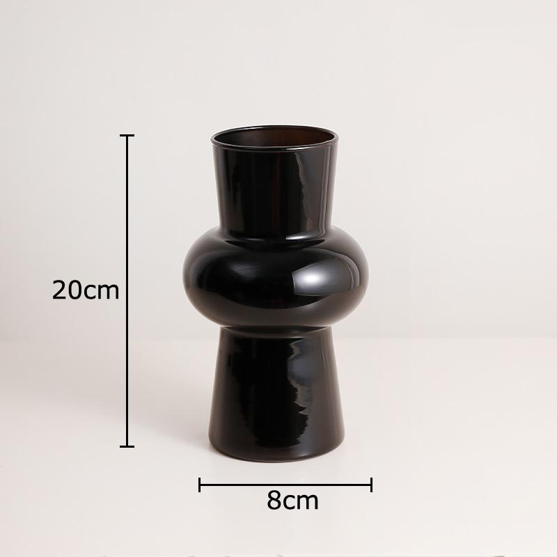 

Minimalism Black Round Glass Vase Table Decoration Artificial Flowers Decorative Flower Arrangement Vases Room Aesthetic Decor