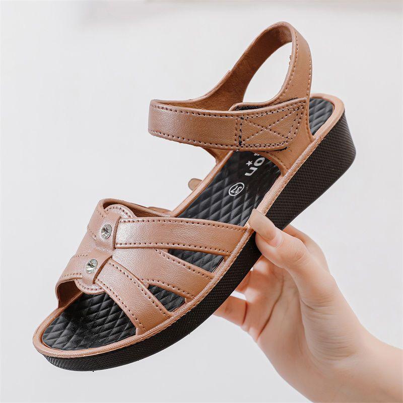 

Летние женские сандалии, нескользящая обувь на наклонном каблуке, обувь для матери на толстой подошве, пляжные сандалии, римская обувь 40