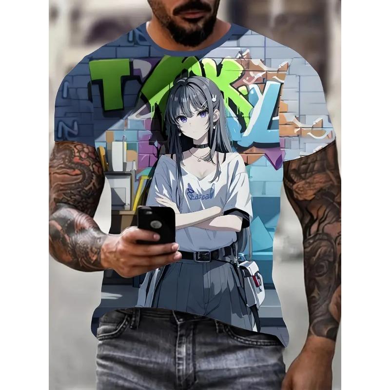 2026New Men's Cool Tattoo Girl Graphic T-Shirts Street Trend 3D Print Personality