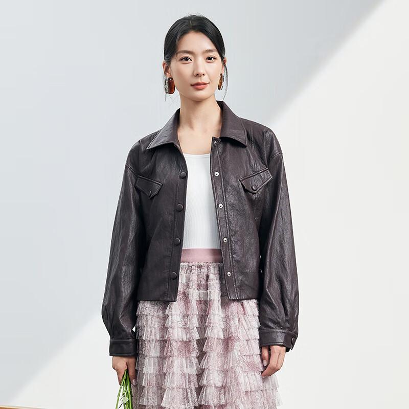 JOY SPEAKER Women's Short PU Leather Jacket