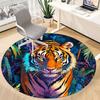 1PC Tiger Jungle Office Round Area Rug,  Mat Suitable ForOffice, Under Office Chairs Bedroom Living Room Home Decor, Room Deco