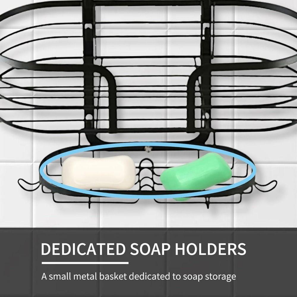 Rustproof Over Shower Head Organizer Hooks Soap Holder Durable Storage Rack Shampoo