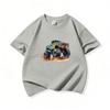 Kids Cotton T Shirt Bold Multicolor Offroad SUV Print Crew Neck Short Sleeve Tee Casual Boys Girls Summer Tops