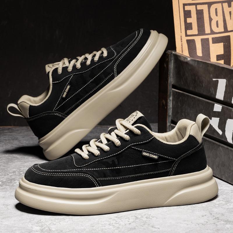 Men Casual Leather Vulcanized Shoes Fashion Designer Platform Sneakers Outdoor Antiskid Driving Tennis Running Trainers 2024New