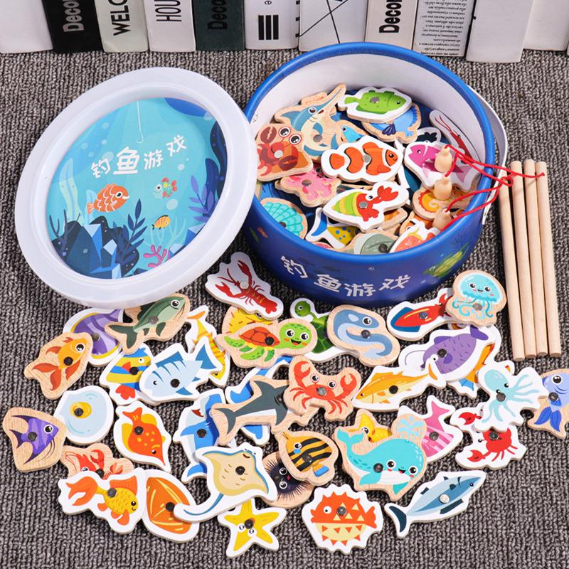 Magnetic Wooden Ocean Fishing Game for Kids - Educational Fun for Boys and Girls